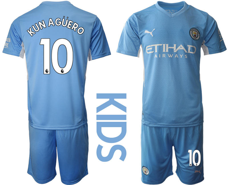 Youth 2021-2022 Club Manchester City home blue #10 Soccer Jersey->customized soccer jersey->Custom Jersey